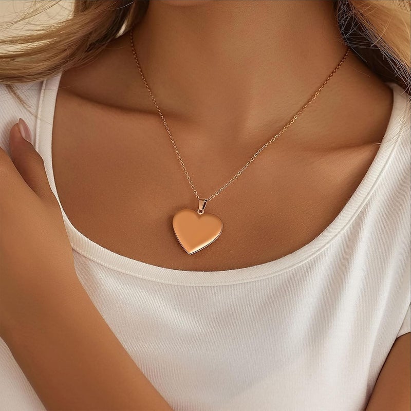 PHOCKSIN Locket Necklace for Women Black/Gold/Silver Locket Necklace Oval/Round/Heart Photo Necklace New Years Gifts for Girls - Image 3